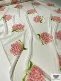 Floral Bouquets Printed Silk Crepe de Chine - Off-White / Pink / Green