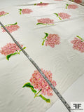 Floral Bouquets Printed Silk Crepe de Chine - Off-White / Pink / Green