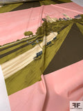Made in Italy Central Park Printed Cotton Lawn Panel - Pink / Olive / Green