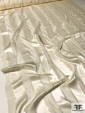 Satin Striped Silk Chiffon with Fine Gold Lurex Stripes - Ivory / Off-White / Gold
