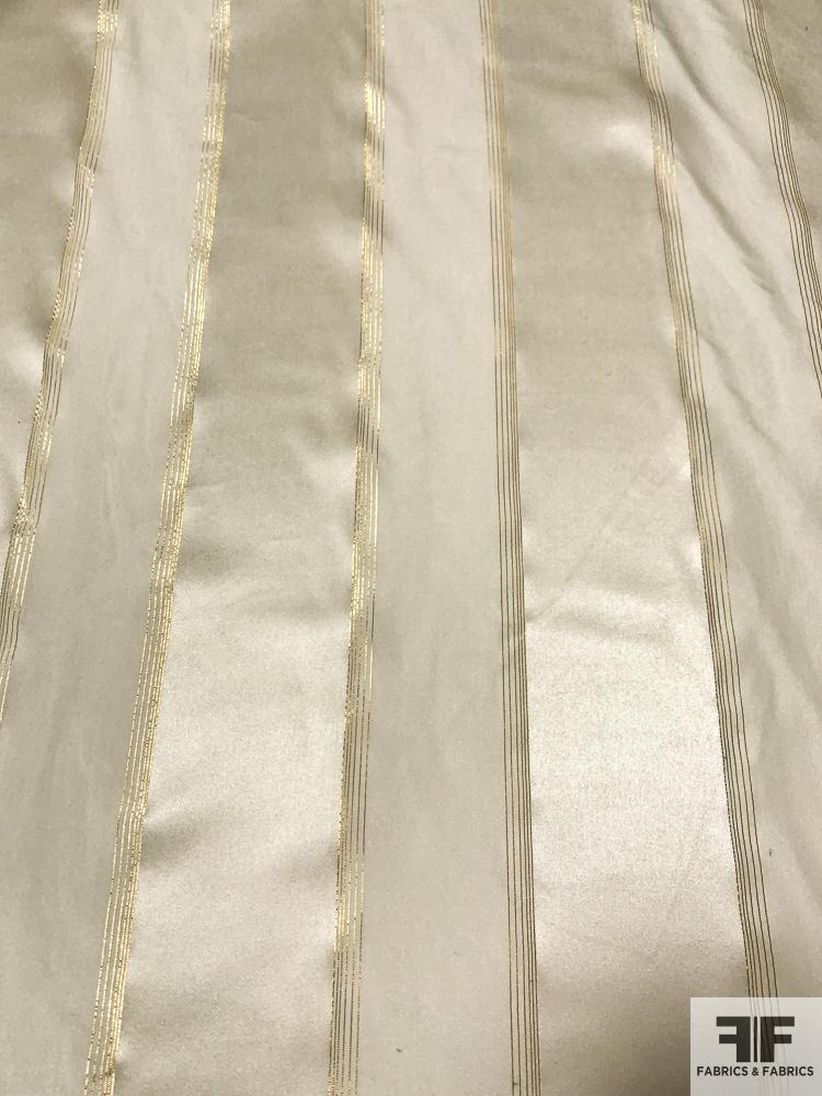 Satin Striped Silk Chiffon with FABRICS & | Ivory/Off-White/ Lurex Stripes Fabrics Fabrics & FABRICS Fine – Gold - Gold