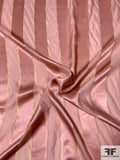 Satin Striped Silk Chiffon with Fine Gold Lurex Stripes - Mauve / Gold