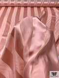 Satin Striped Silk Chiffon with Fine Gold Lurex Stripes - Mauve / Gold