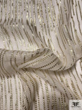 Lurex Broken Striped and Dotted Rayon Chiffon - Gold / Off-White