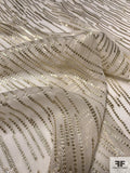 Lurex Broken Striped and Dotted Rayon Chiffon - Gold / Off-White