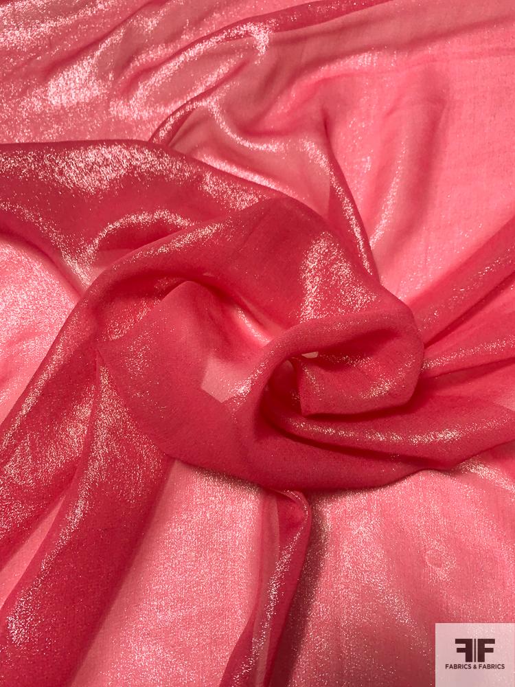 Silk Chiffon with Lurex Lamé - Berry Pink