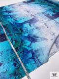 Abstract Printed Silk Crepe de Chine - Turquoise / Purple / Green