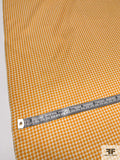 Mini Houndstooth Pattern Polyester Twill - Tangerine Orange / Off-White