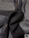 Italian Striped Silk Chiffon Burnout with Gold Lurex - Black / Gold