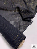 Italian Striped Silk Chiffon Burnout with Gold Lurex - Black / Gold