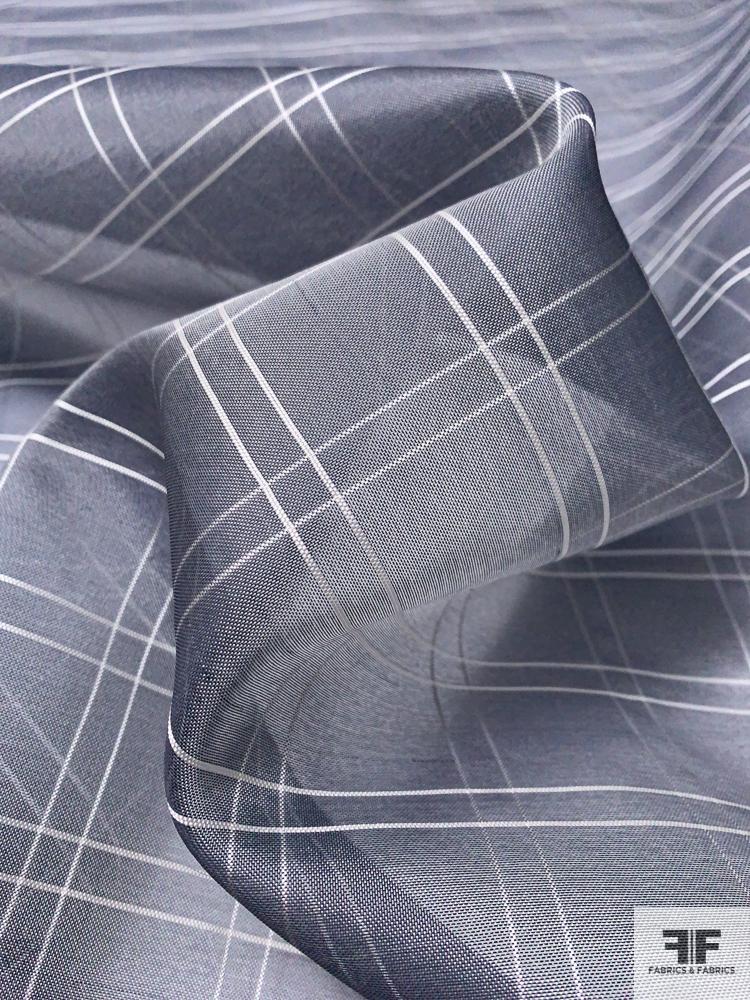 Plaid Yarn-Dyed Heavy Silk Organza - Grey / White