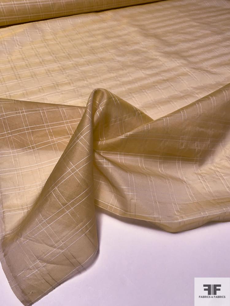 Plaid Yarn-Dyed Heavy Silk Organza - Biscotti Yellow / Off-White
