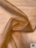 Plaid Yarn-Dyed Heavy Silk Organza - Biscotti Peach / Off-White