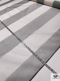 Large Vertical Striped Printed Silk Organza - White / Black