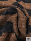 Italian Horizontal Striped Lightweight Wool Sweater Knit - Heather Black / Heather Brown