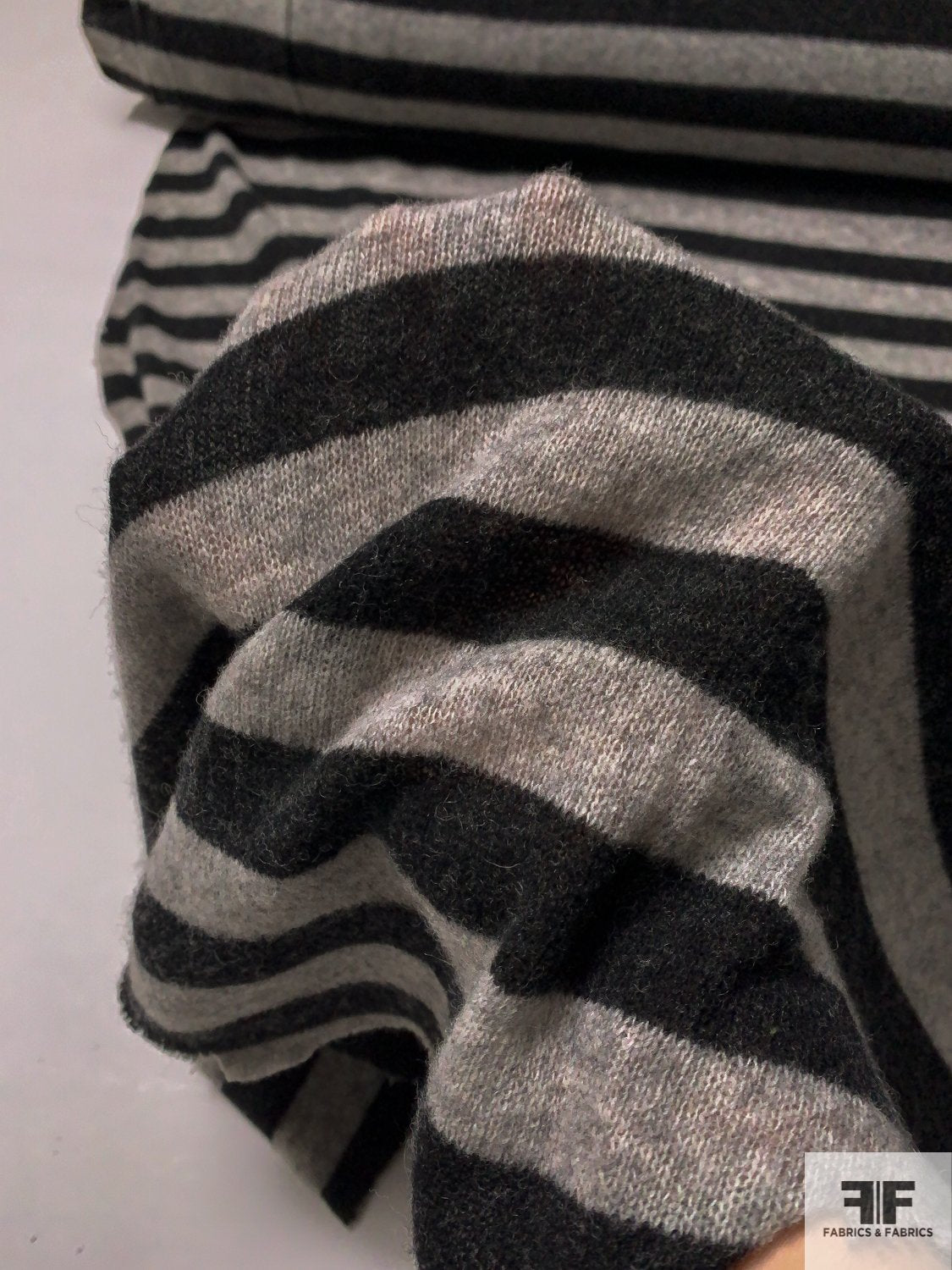 Italian Horizontal Striped Lightweight Wool Sweater Knit - Heather ...
