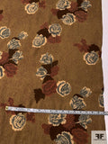 Floral Printed Wool Challis - Caramel / Beige / Rust / Grey