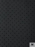 Flocked Polka Dots on Gabardine Suiting - Charcoal Grey / Black