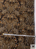 Ornate Paisley Printed Silk and Wool Jacquard - Shades of Brown