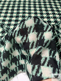 Italian Houndstooth Printed Wool and Viscose Challis - Seafoam Green / Black / Ivory