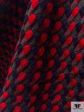 Made in England Basketweave Wool Blend Suiting - Navy / Red / Dark Grey