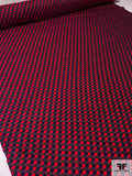 Made in England Basketweave Wool Blend Suiting - Navy / Red / Dark Grey