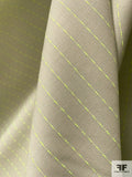 Made in Italy Virgin Wool Blend Suiting with Finely Woven Stripes - Light Sage / Neon Green