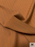 Made in Italy Virgin Wool Blend Suiting with Finely Woven Stripes - Caramel / Neon Orange