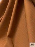 Made in Italy Virgin Wool Blend Suiting with Finely Woven Stripes - Caramel / Neon Orange