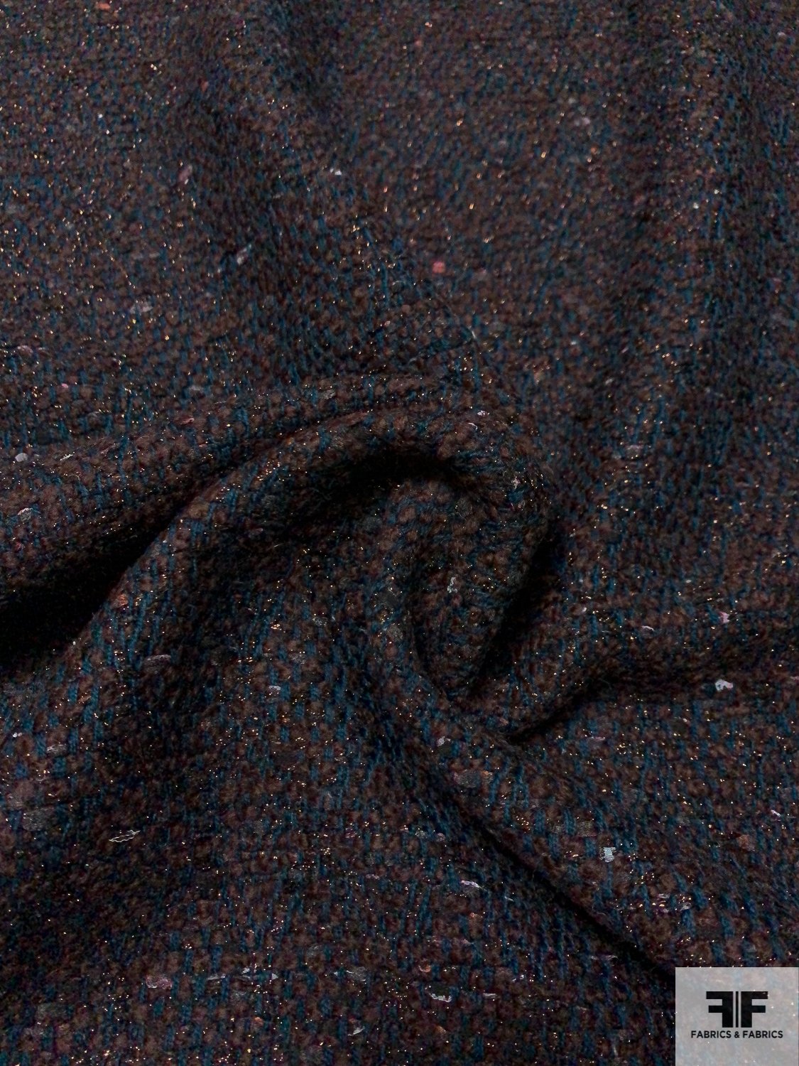 Made in England Wool and Lurex Tweed - Deep Teal / Dark Bordeaux