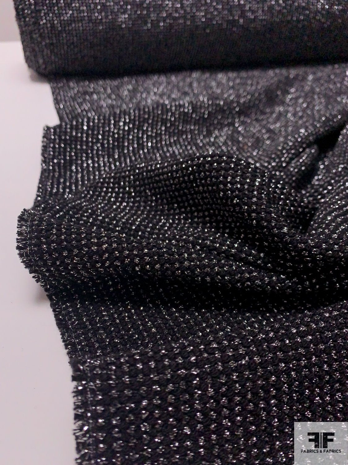 Cotton Blend Dot Lurex Tweed - Black/Silver