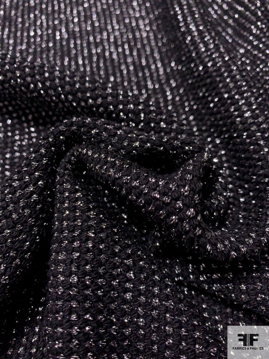 Cotton Blend Dot Lurex Tweed - Black / Silver