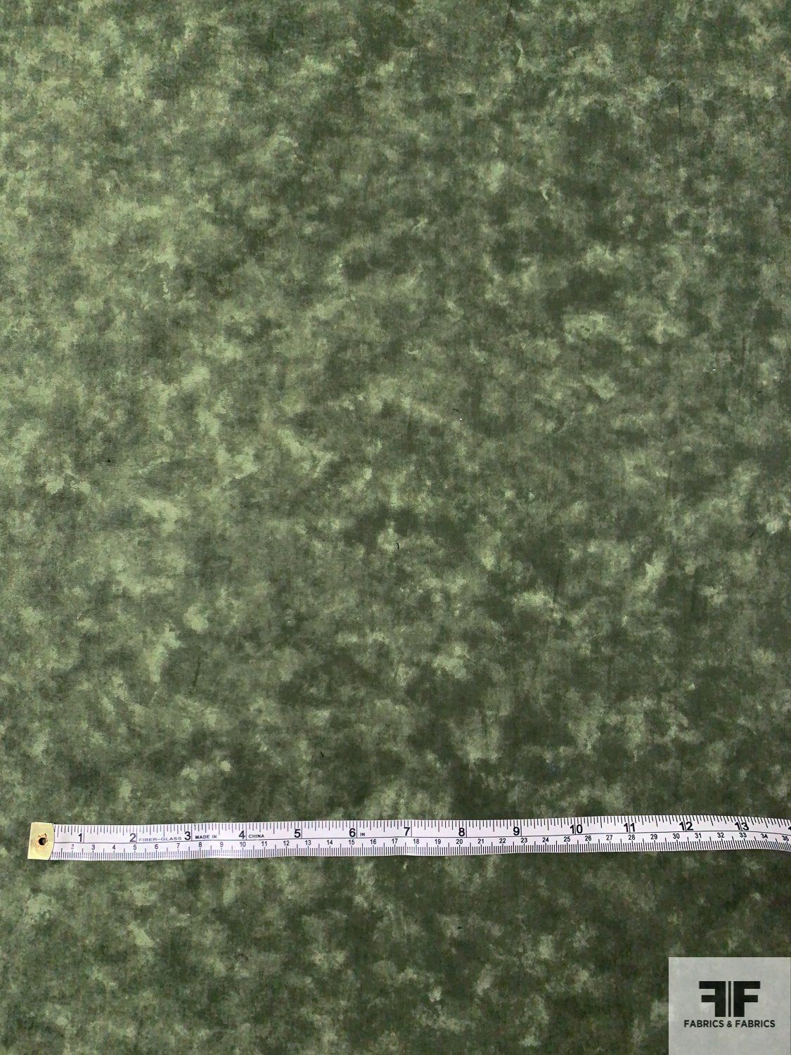 Japanese Deep Tie-Dye Printed Cotton Lawn - Moss Green / White
