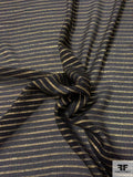 Italian Horizontal Striped Silk and Lurex Georgette - Black / Gold