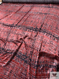 Italian Abstract Design Burnout Velvet - Red / White / Black