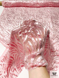 Made in France Art Deco Burnout Velvet with Lurex - Elegant Pink