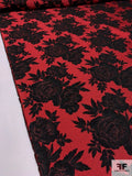 Made in France Romantic Floral Textured Brocade - Red / Black