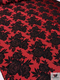 Made in France Romantic Floral Textured Brocade - Red / Black