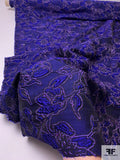 Italian Floral Textured Brocade with Lurex - Royal / Navy / Gold