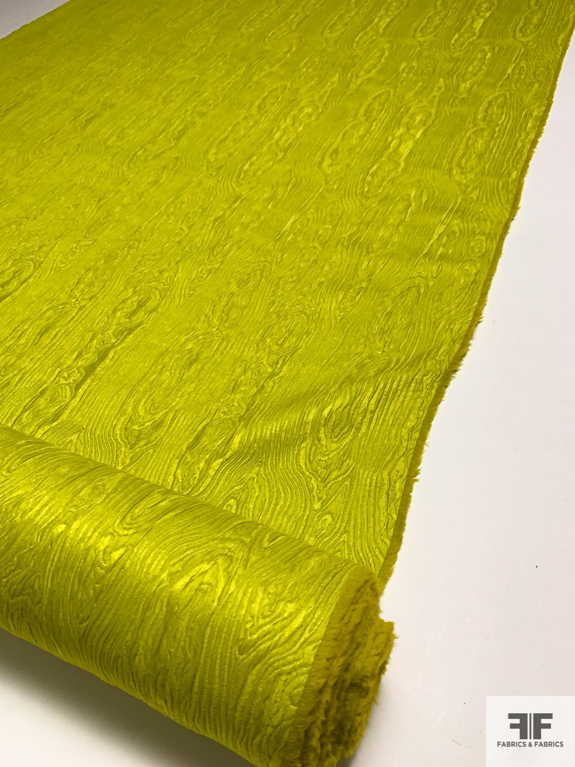 Wood Grain Pattern Slightly Textured Brocade - Chartreuse