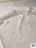 Italian Metallic Abstract Textured Silk and Poly Cloqué - Shimmery Off-White
