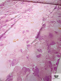 Watercolor Floral Printed Polyester Zibeline - Mauve / Dark Lilac / Brick Orange