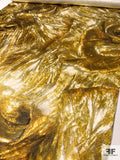 Golden Waves Printed Double Faced Silk Satin - Yellow / Gold