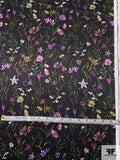 Landscape of Flowers Polyester Satin - Green / Lilac / Purple / Medallion