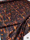 Italian Flaming Night Printed Polyester Satin - Black / Fiery Orange