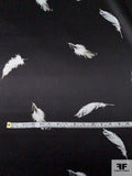 Double-Face and Double-Printed Feather Animal Pattern Polyester Satin with Mechanical Stretch - Black / Dove Grey / Taupe