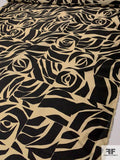 Italian Abstract Tiles Printed Silk Poly Mikado - Black / Beige
