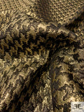Italian Glam Houndstooth Silk and Wool Metallic Brocade - Black / Gold