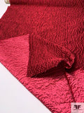 Italian Reversible Crinkle Textured Brocade - Wine Red / Deep Coral-Pink