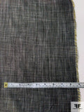 Italian Linen-Like Cotton with Lurex Stripes - Dark Navy / Grey / Gold